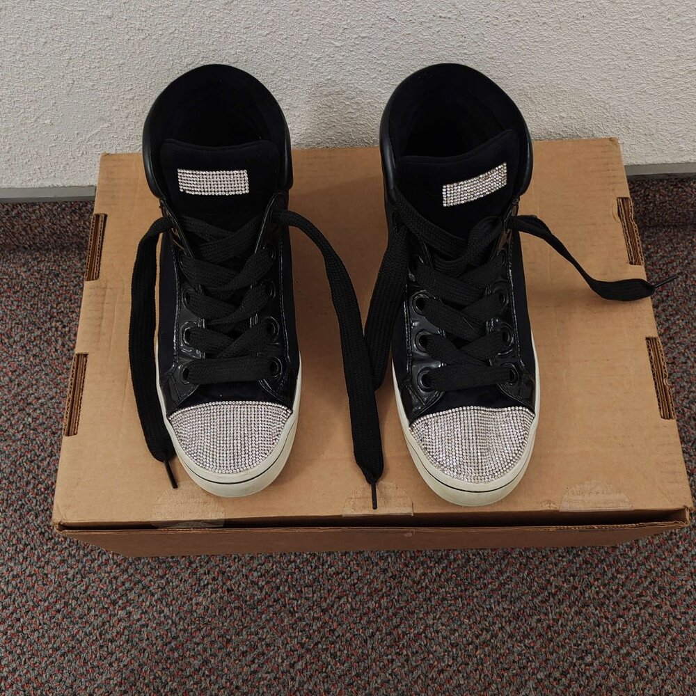 Skechers Black High-Top Sneakers with Rhinestone Detailing